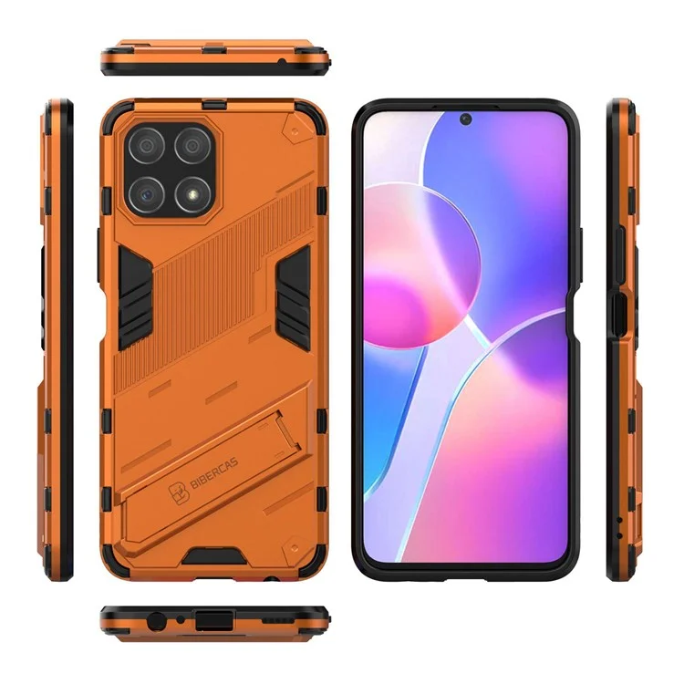 For Honor X30i Anti-fall Kickstand Function Combo PC + TPU Case Dual Layer Protective Mobile Phone Shell - Orange
