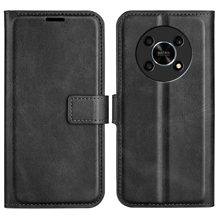 Square Magnetic Clasp Folio Flip Handy Leder Hülle Für Honor X30/Magic4 Lite 5G, Brieftasche Design Stand Cover - Schwarz