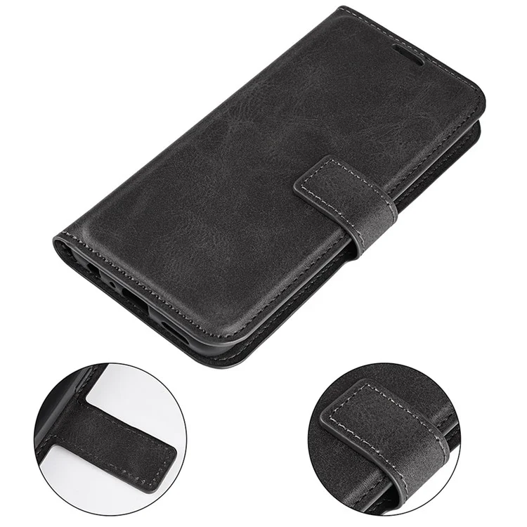 Square Magnetic Clasp Folio Flip Handy Leder Hülle Für Honor X30/Magic4 Lite 5G, Brieftasche Design Stand Cover - Schwarz