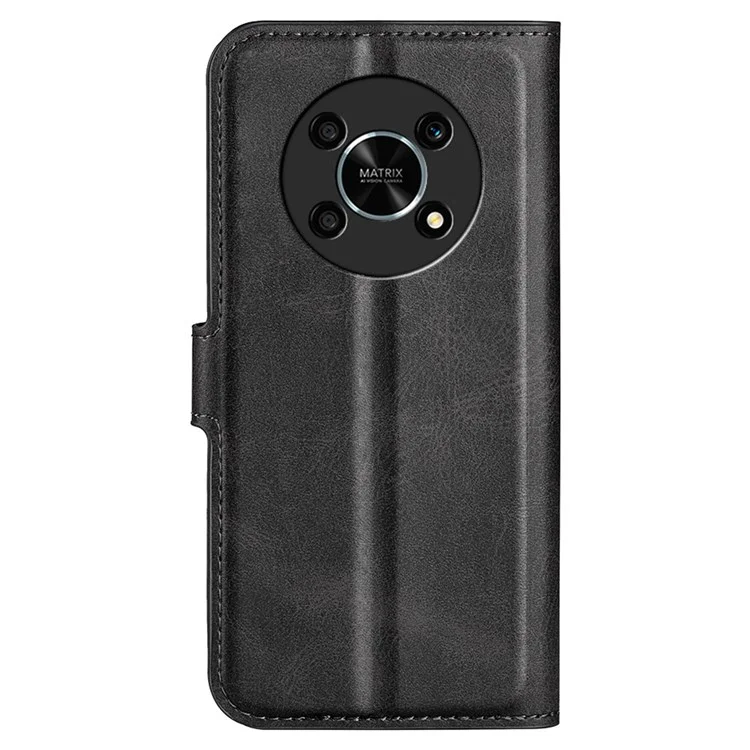 Square Magnetic Clasp Folio Flip Handy Leder Hülle Für Honor X30/Magic4 Lite 5G, Brieftasche Design Stand Cover - Schwarz