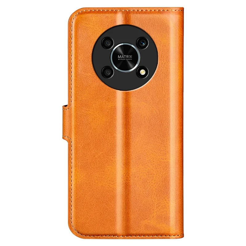 Square Magnetic Clasp Folio Flip Mobile Phone Leather Case for Honor X30/Magic4 Lite 5G, Wallet Design Stand Cover - Yellow