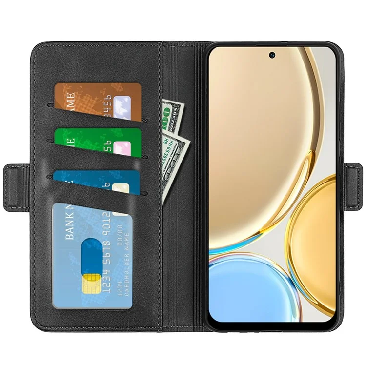 Folio Flip Dual-Clasp PU Кожаный Телефон Для Телефона Для Honor X30/Magic4 Lite 5G, Регулируемый Складной Подставка Для Телефона Кошелек Аксессуара Кошелька Кошелек - Черный
