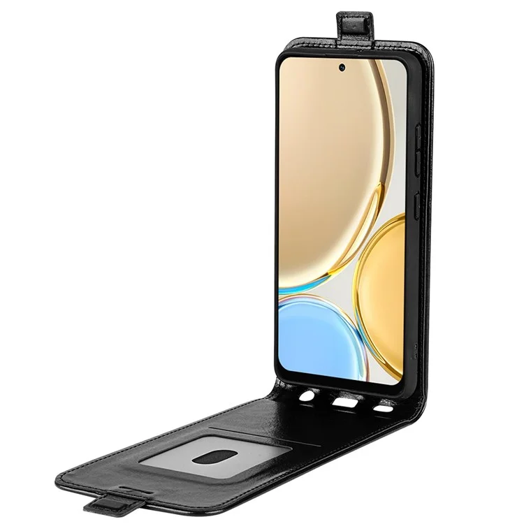 Flip Vertical Crazy Horse Horse Texture Leather Case Para Honor X30/Magic4 Lite 5G, Capa de Telefone Sem Impressão Digital Com Suporte Para Cartão Único - Preto