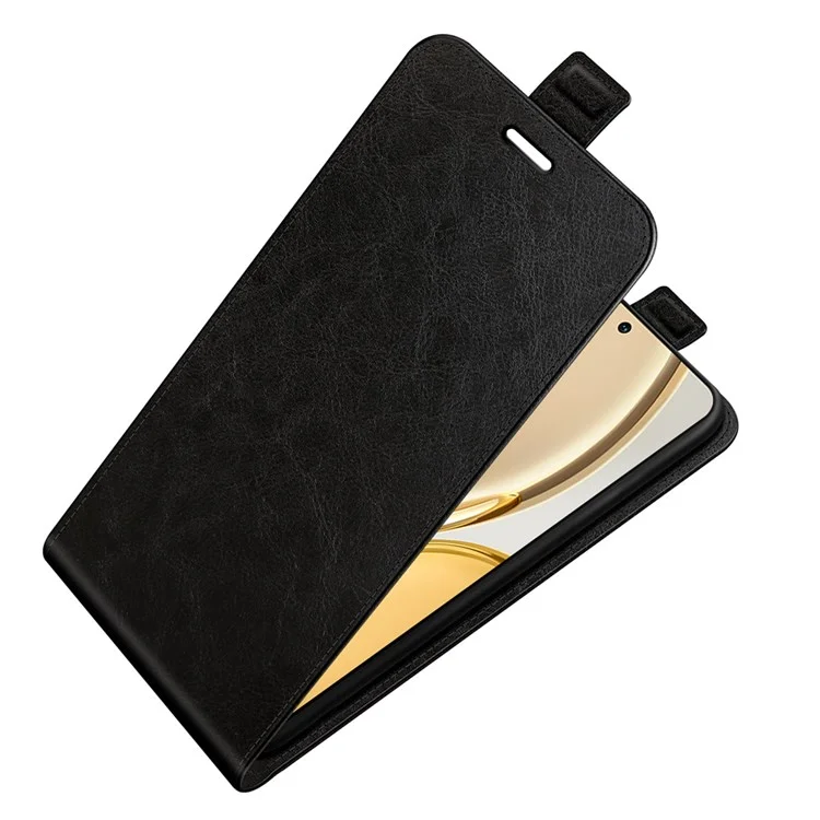 Flip Vertical Crazy Horse Horse Texture Leather Case Para Honor X30/Magic4 Lite 5G, Capa de Telefone Sem Impressão Digital Com Suporte Para Cartão Único - Preto