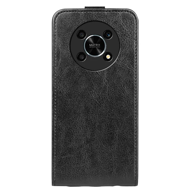 Flip Vertical Crazy Horse Horse Texture Leather Case Para Honor X30/Magic4 Lite 5G, Capa de Telefone Sem Impressão Digital Com Suporte Para Cartão Único - Preto