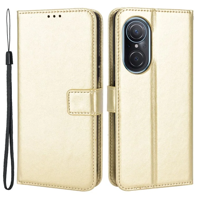 Pour L'honneur 50 SE / Huawei Nova 9 SE Crazy Horse Texture pu Leather Téléphone Case de Téléphone TPU TPU TPU Stour Livre Style Couvert - or