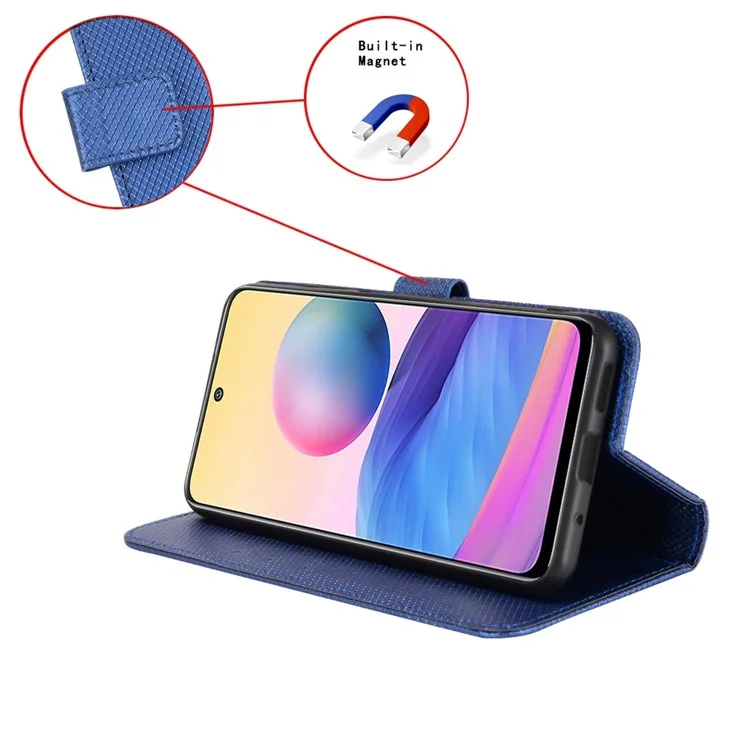 Étui de protection pour Honor 50 SE/Huawei nova 9 SE, texture diamant support PU cuir+TPU double protection coque portefeuille avec sangle poignet - Bleu