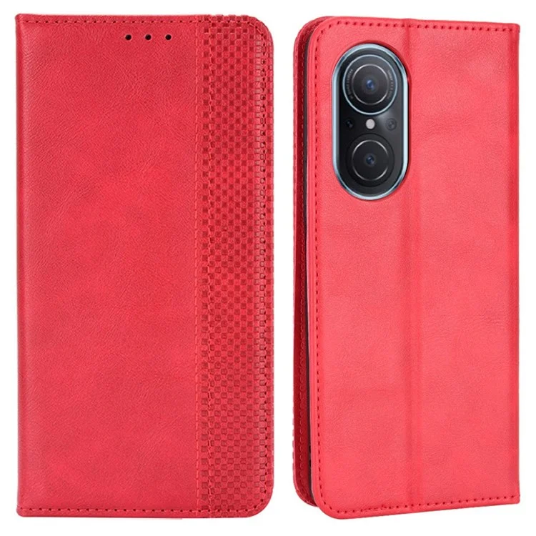 Чехол для телефона для Honor 50 SE/Huawei nova 9 SE, всесторонняя защита Auto-Absorbed Retro Surface Wallet Stand Leather Phone Shell - Красный