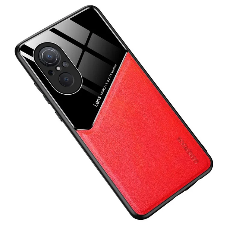 For Huawei nova 9 SE Anti-Scratch Protective Shell Textured Leather Coated PC + TPU Phone Case Precise Cutouts Camera Protection Back Cover - Red