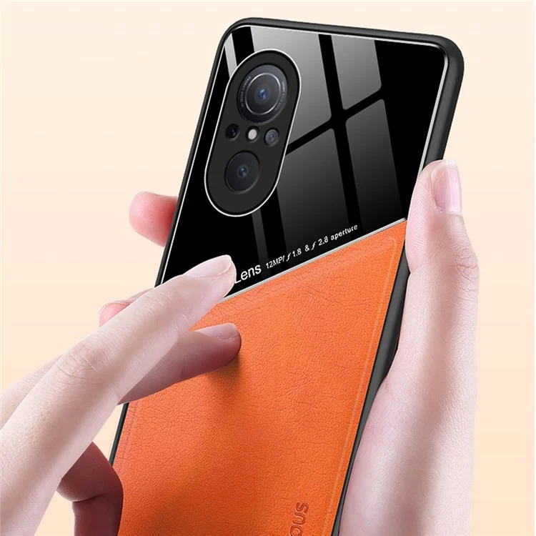 Pour Huawei nova 9 SE Anti-Scratch Protective Shell Textured Leather Coated PC + TPU Phone Case Precise Cutouts Camera Protection Back Cover - Red