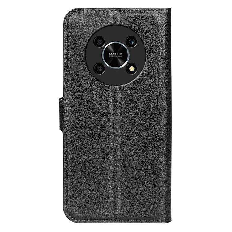 Para Honor X30/Magic 4 Lite 5G Capa de telefone com textura de lichia Suporte dobrável Carteira de couro PU Capa de celular macia - Preto