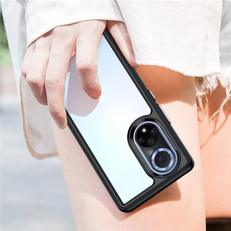 Для Huawei nova 9 Pro/Honor 50 Pro Прозрачный чехол-накладка Гибридный акриловый + TPU Ударопрочный защитный чехол для сотового телефона с независимыми кнопками - Черный