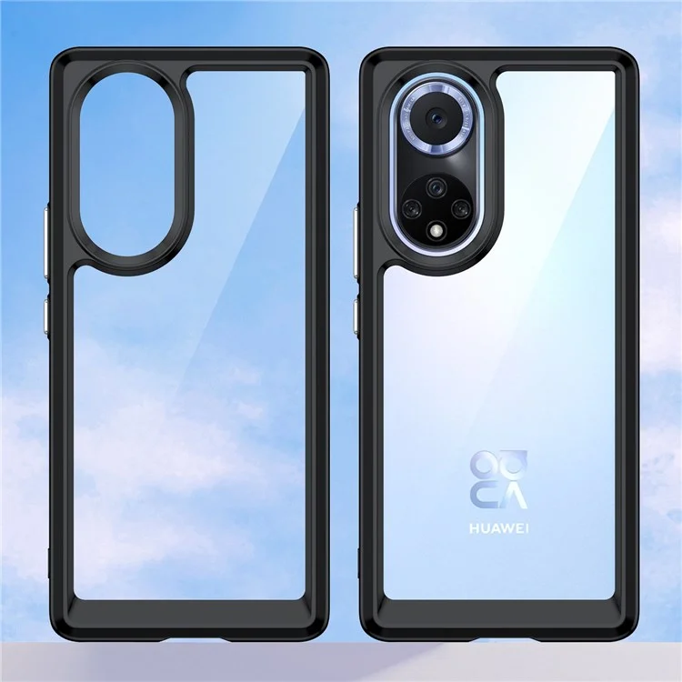 Для Huawei nova 9 Pro/Honor 50 Pro Прозрачный чехол-накладка Гибридный акриловый + TPU Ударопрочный защитный чехол для сотового телефона с независимыми кнопками - Черный