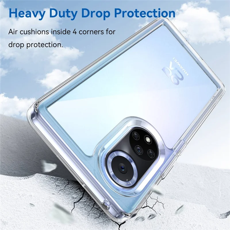 For Huawei nova 9 Pro/Honor 50 Pro Transparent Back Case Hybrid Acrylic + TPU Shockproof Cell Phone Protector with Independent Buttons - Transparent