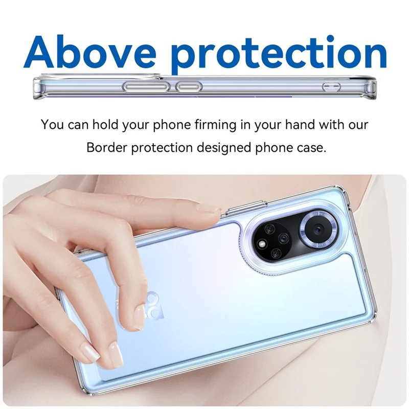 For Huawei nova 9 Pro/Honor 50 Pro Transparent Back Case Hybrid Acrylic + TPU Shockproof Cell Phone Protector with Independent Buttons - Transparent