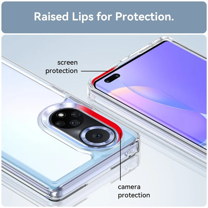 For Huawei nova 9 Pro/Honor 50 Pro Transparent Back Case Hybrid Acrylic + TPU Shockproof Cell Phone Protector with Independent Buttons - Transparent