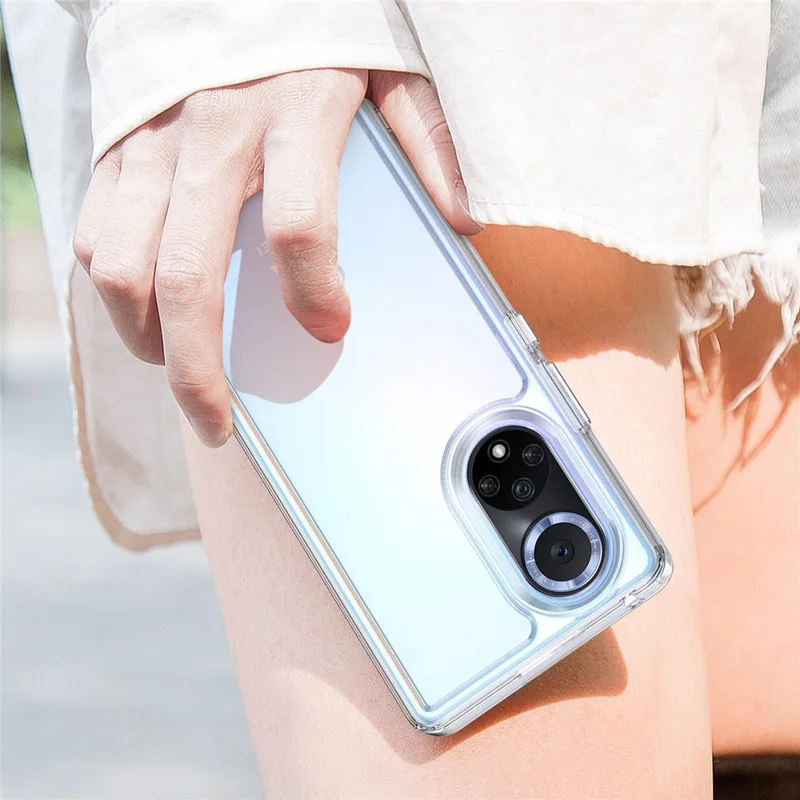 For Huawei nova 9 Pro/Honor 50 Pro Transparent Back Case Hybrid Acrylic + TPU Shockproof Cell Phone Protector with Independent Buttons - Transparent