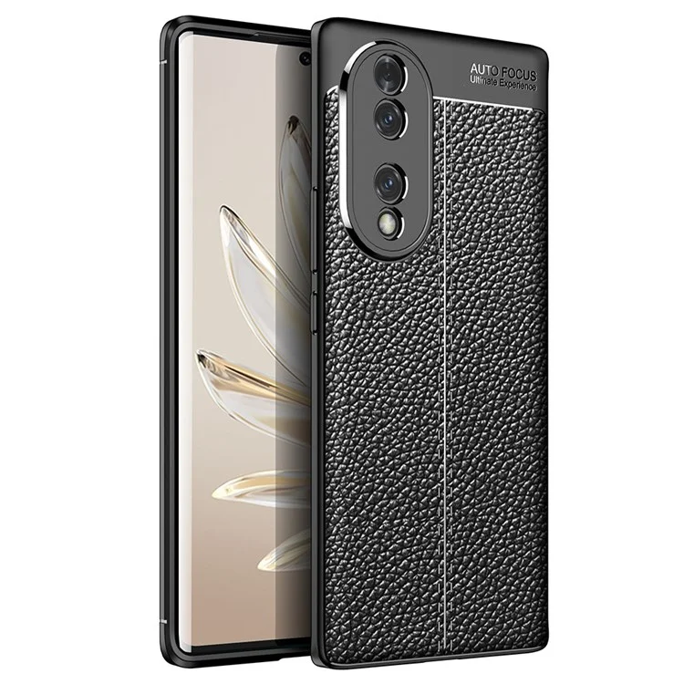 Für Ehren 70 5G Wärme Leiten Anti-Fingerabdruck-Fall Litchi Textur Design Soft TPU Zurück-Abdeckung - Schwarz