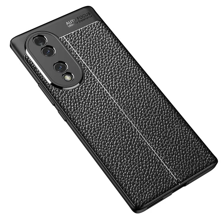 Für Ehren 70 5G Wärme Leiten Anti-Fingerabdruck-Fall Litchi Textur Design Soft TPU Zurück-Abdeckung - Schwarz