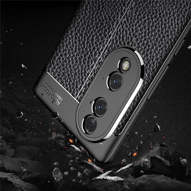 Für Ehren 70 5G Wärme Leiten Anti-Fingerabdruck-Fall Litchi Textur Design Soft TPU Zurück-Abdeckung - Schwarz