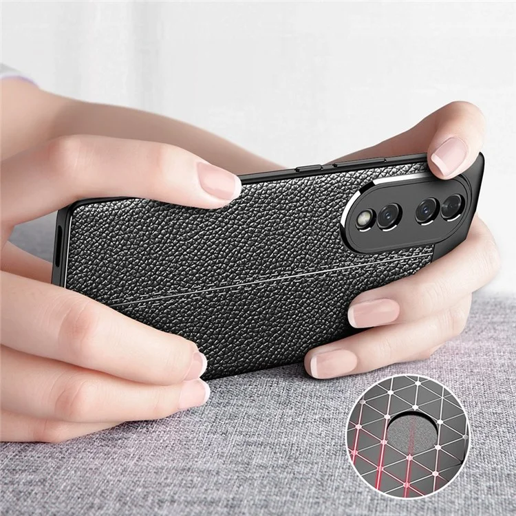 For Honor 70 5G Wärmeableitender Anti-Fingerabdruck-Gehäusecase, Litchi-Textur-Design, weiche TPU-Rückabdeckung - Schwarz