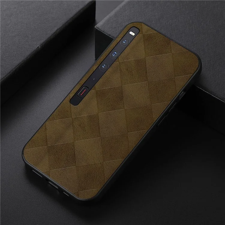 Pour Huawei Mate Xs 2 Coque de téléphone en cuir PU à texture de grille antichute - Vert