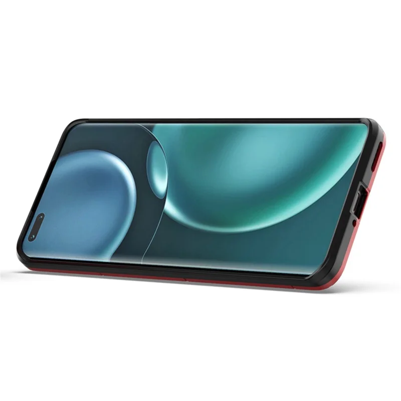 For Honor Magic4 Pro Wear-resistant TPU+PC Phone Case Military Grade Armor Ring Holder Kickstand Back Shell - Red