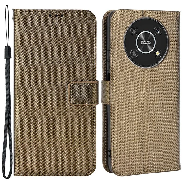 Custodia per cellulare per Honor X9 4G/5G/Magic4 Lite 4G/5G/X30 5G Texture Diamond PU Leather+TPU Protezione a doppio strato Custodia portafoglio per telefono con tracolla - Marrone