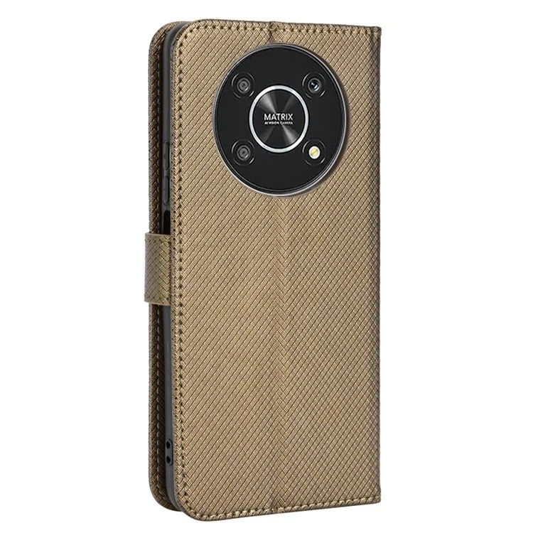 Custodia per cellulare per Honor X9 4G/5G/Magic4 Lite 4G/5G/X30 5G Texture Diamond PU Leather+TPU Protezione a doppio strato Custodia portafoglio per telefono con tracolla - Marrone