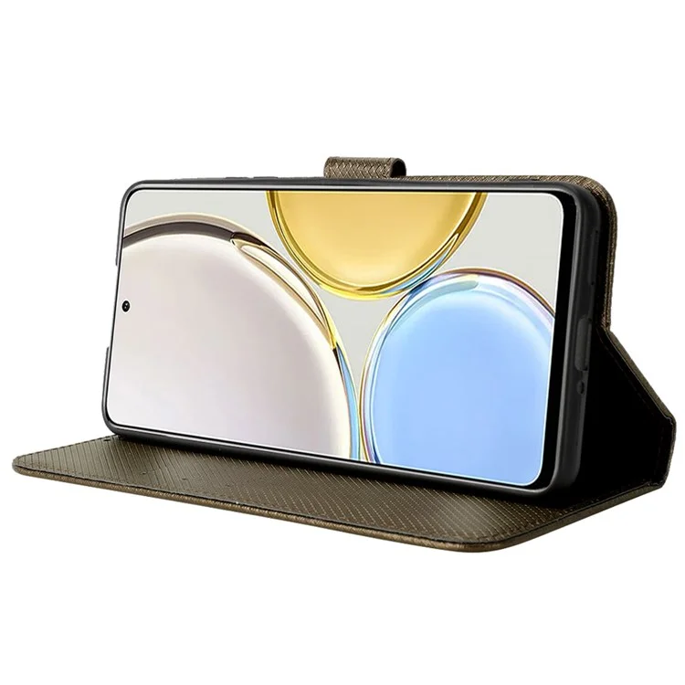 Custodia per cellulare per Honor X9 4G/5G/Magic4 Lite 4G/5G/X30 5G Texture Diamond PU Leather+TPU Protezione a doppio strato Custodia portafoglio per telefono con tracolla - Marrone