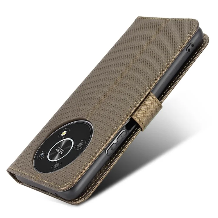 Custodia per cellulare per Honor X9 4G/5G/Magic4 Lite 4G/5G/X30 5G Texture Diamond PU Leather+TPU Protezione a doppio strato Custodia portafoglio per telefono con tracolla - Marrone