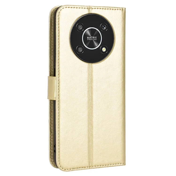 Чехол-книжка For Honor X9 4G/5G/Magic4 Lite 4G/5G/X30 5G из искусственной кожи с магнитным креплением, текстура "Crazy Horse", внутренняя оболочка из TPU, защита от царапин, со стендом и ремешком - золотистый