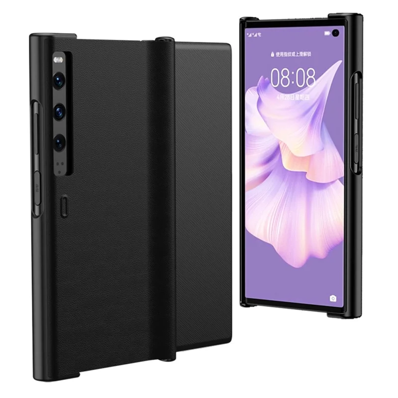 For Huawei Mate Xs 2 PU Leather Hard PC Shockproof Cover Stand Anti-Fall Folding Protective Phone Case - Black