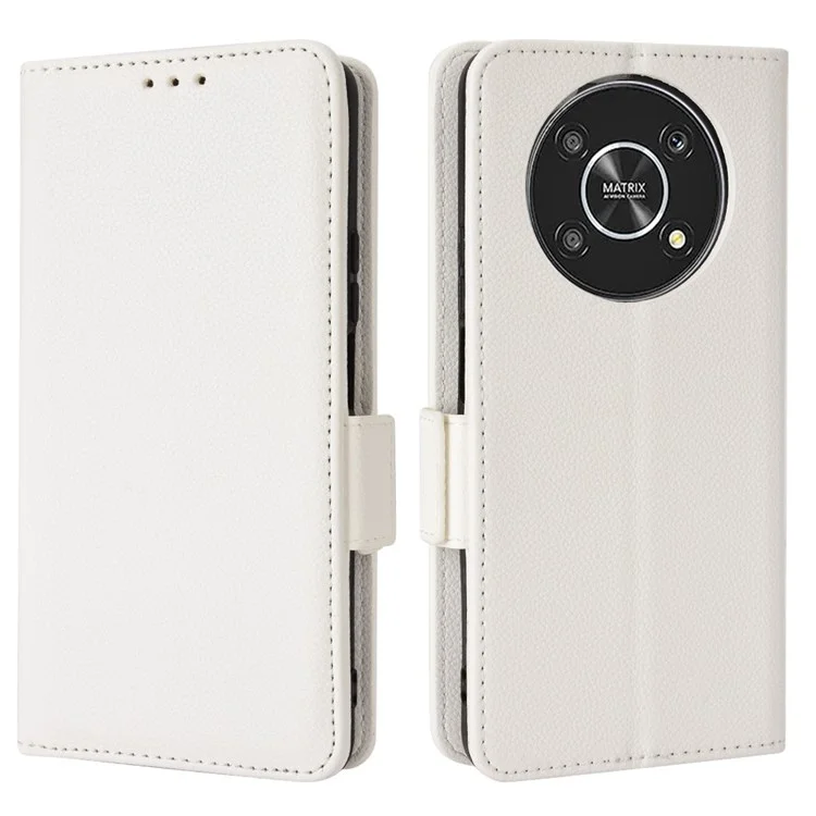 Pour Honor Magic4 Lite 4G/5G/X9 4G/5G/X30 5G Portefeuille Style Flip Magnétique Texture Litchi Étui Protecteur en Cuir pour Téléphone - Blanc