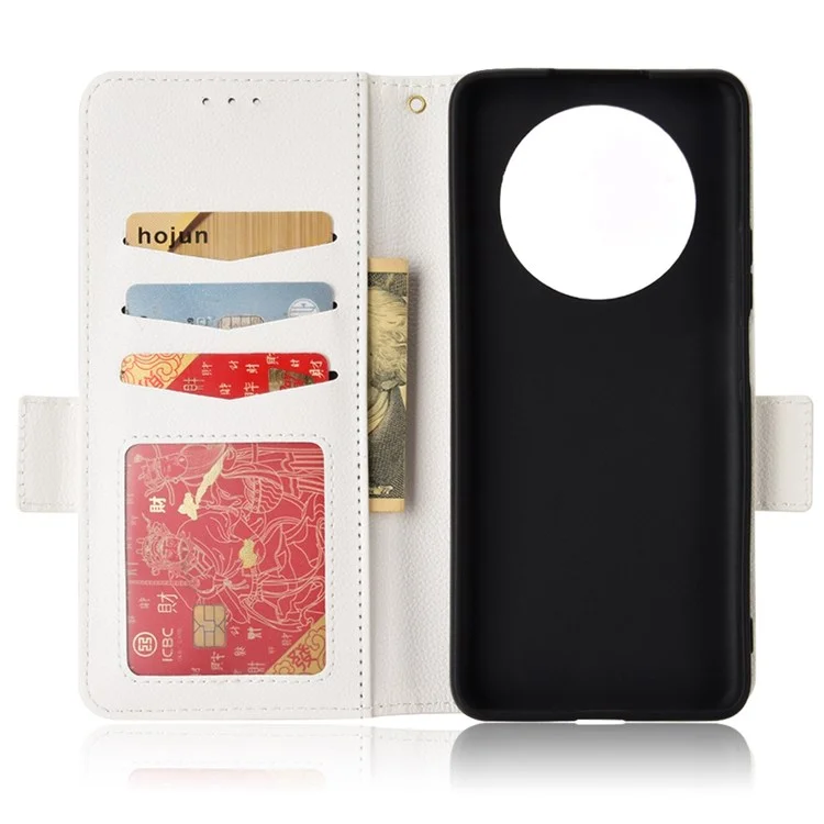 Pour Honor Magic4 Lite 4G/5G/X9 4G/5G/X30 5G Portefeuille Style Flip Magnétique Texture Litchi Étui Protecteur en Cuir pour Téléphone - Blanc