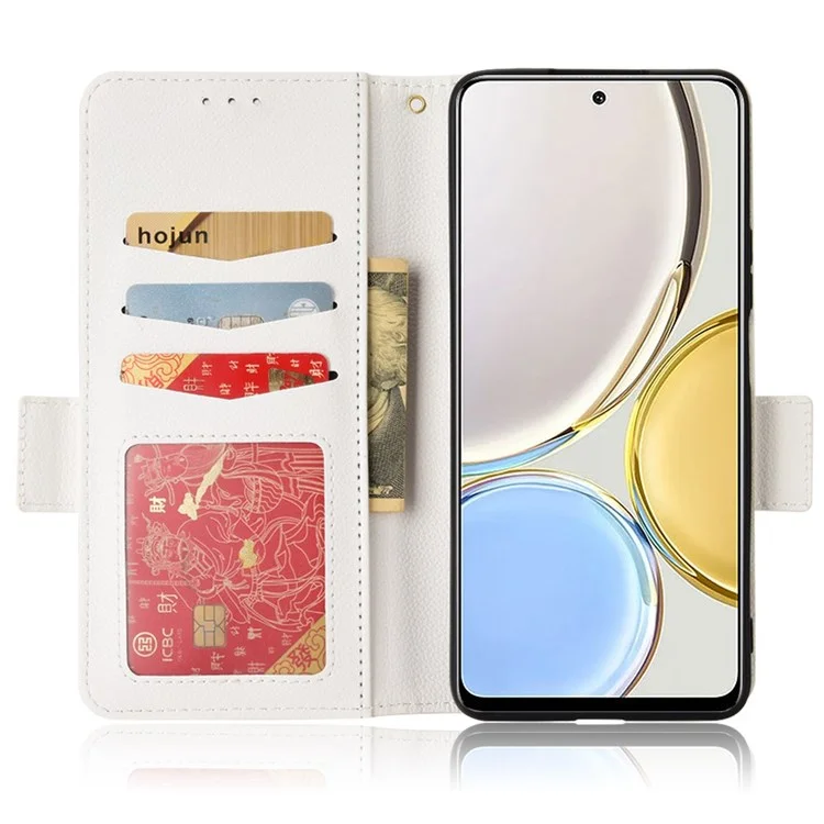 Pour Honor Magic4 Lite 4G/5G/X9 4G/5G/X30 5G Portefeuille Style Flip Magnétique Texture Litchi Étui Protecteur en Cuir pour Téléphone - Blanc