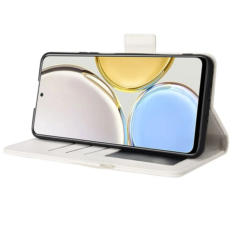 Pour Honor Magic4 Lite 4G/5G/X9 4G/5G/X30 5G Portefeuille Style Flip Magnétique Texture Litchi Étui Protecteur en Cuir pour Téléphone - Blanc