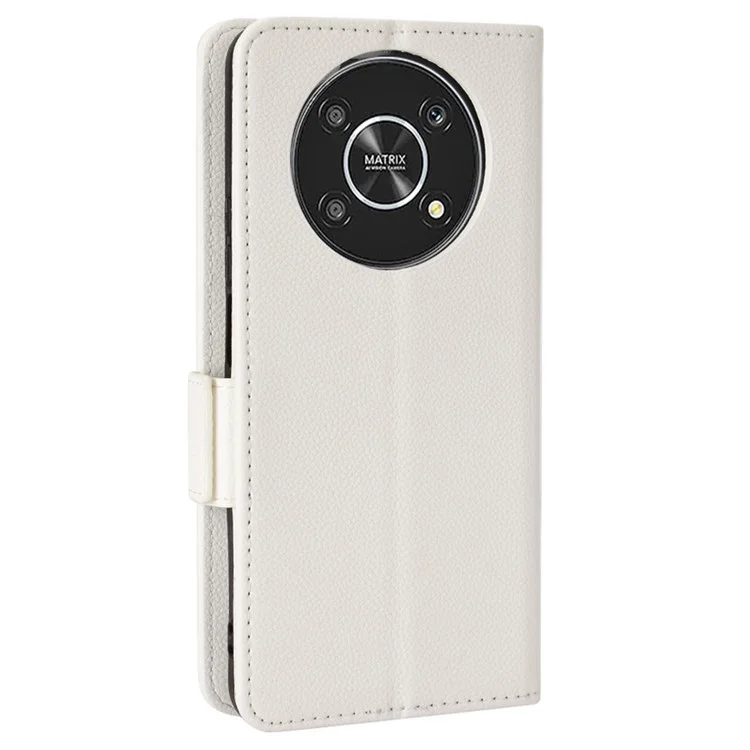 Pour Honor Magic4 Lite 4G/5G/X9 4G/5G/X30 5G Portefeuille Style Flip Magnétique Texture Litchi Étui Protecteur en Cuir pour Téléphone - Blanc