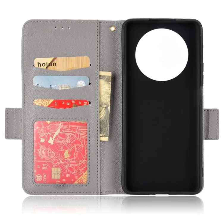 For Honor Magic4 Lite 4G/5G/X9 4G/5G/X30 5G Stand Wallet Style Flip Magnetic Litchi Texture Case Leather Phone Protector - Grey