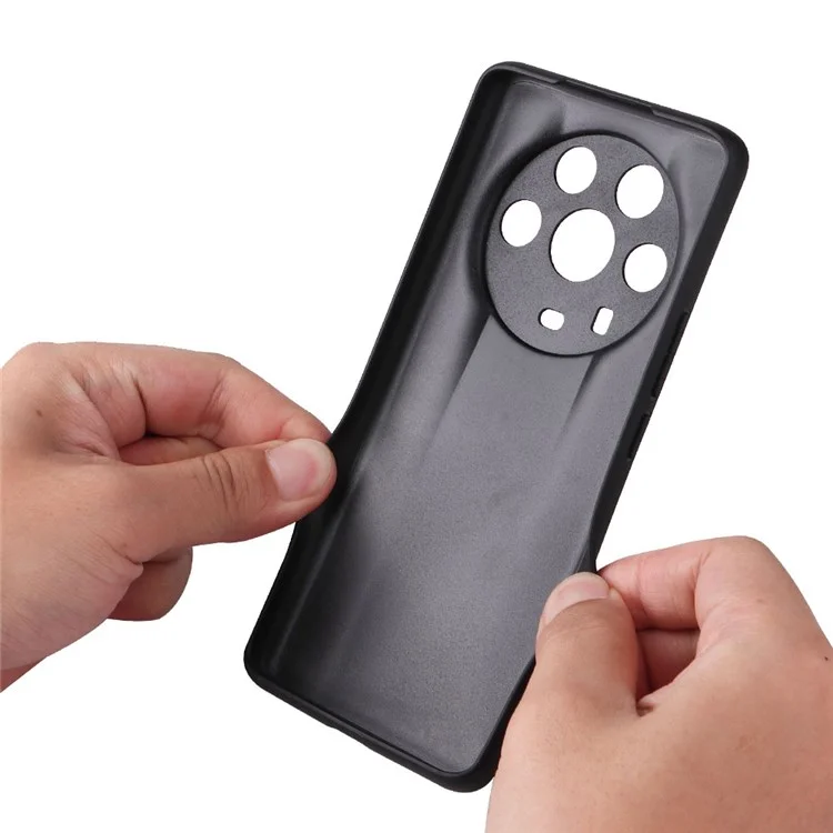 Ring Kickstand Phone Case for Honor Magic4 Ultimate, PU Leather Coated TPU + PC Cover with Car Mount Metal Sheet - Carbon Fiber Texture