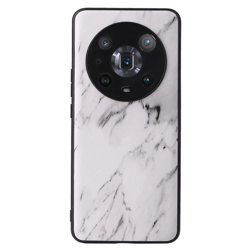 For Honor Magic4 Pro Anti-scratch Phone Case Textured PU Leather Coated TPU +PC Hybrid Protective Cover - Marble Texture