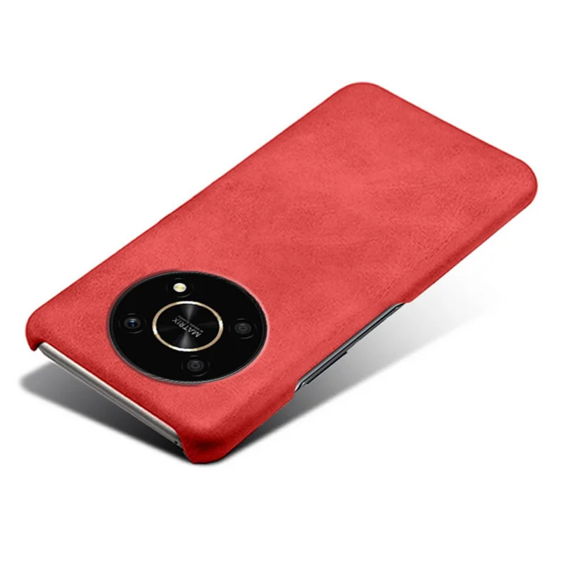 For Honor X30/Magic4 Lite 5G/X9 5G/X9 4G Slim Thin Phone Cover Scratch-resistant Textured PU Leather Coated PC Phone Case - Red