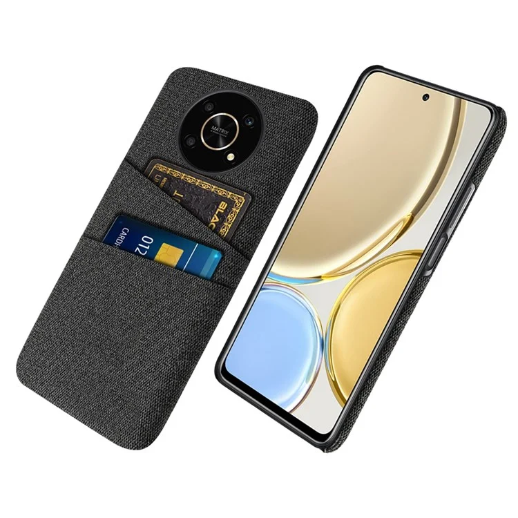 Чехол для Honor Magic4 Lite 5G/X30/X9 4G/X9 5G, двойные слоты для карт, ткань + пластиковая задняя крышка, текстурная ткань, защитный чехол для телефона - черный