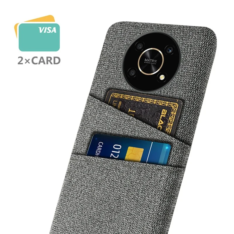 For Honor Magic4 Lite 5G/X30/X9 4G/X9 5G Dual Card Slots Cloth + PC Back Case Cloth Texture Protective Phone Cover - Grey
