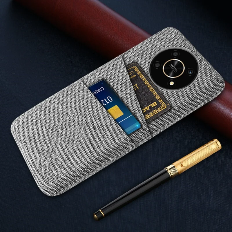For Honor Magic4 Lite 5G/X30/X9 4G/X9 5G Dual Card Slots Cloth + PC Back Case Cloth Texture Protective Phone Cover - Light Grey