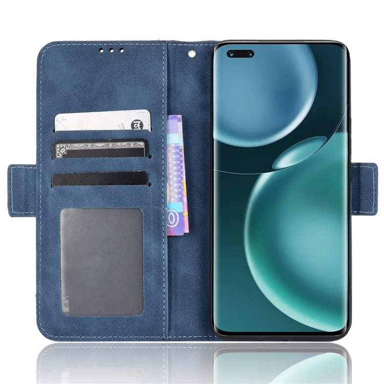 Multifach-Kartenfächer aus PU-Leder für Honor Magic4 Pro 5G, Wallet-Ständer mit doppeltem Magnetverschluss - Blau