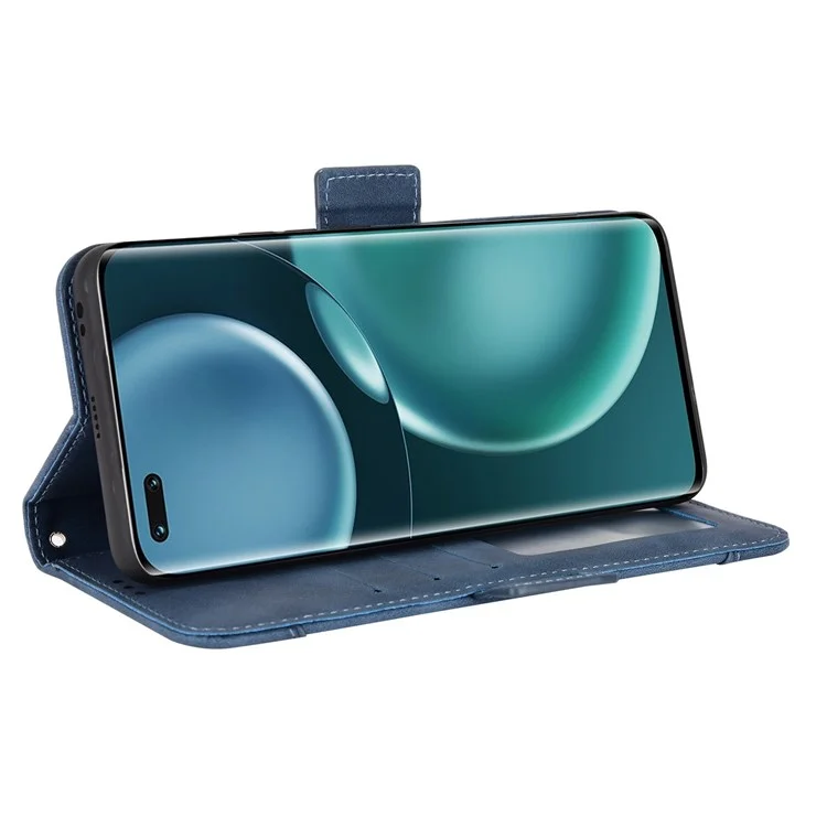 Multifach-Kartenfächer aus PU-Leder für Honor Magic4 Pro 5G, Wallet-Ständer mit doppeltem Magnetverschluss - Blau