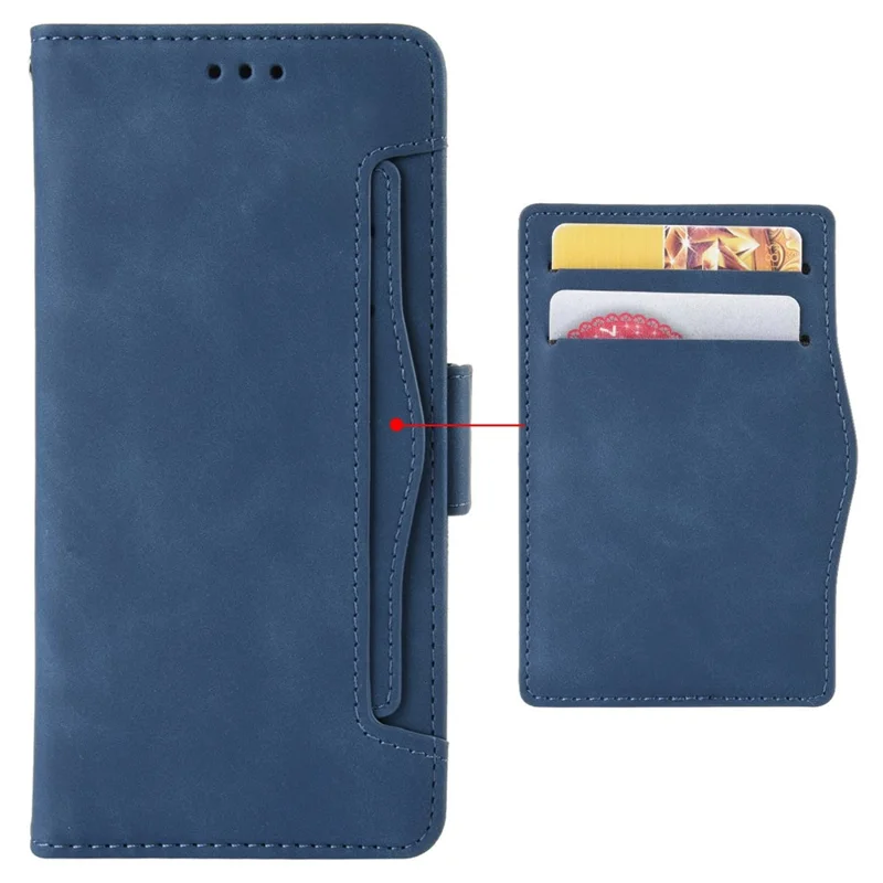 Multifach-Kartenfächer aus PU-Leder für Honor Magic4 Pro 5G, Wallet-Ständer mit doppeltem Magnetverschluss - Blau