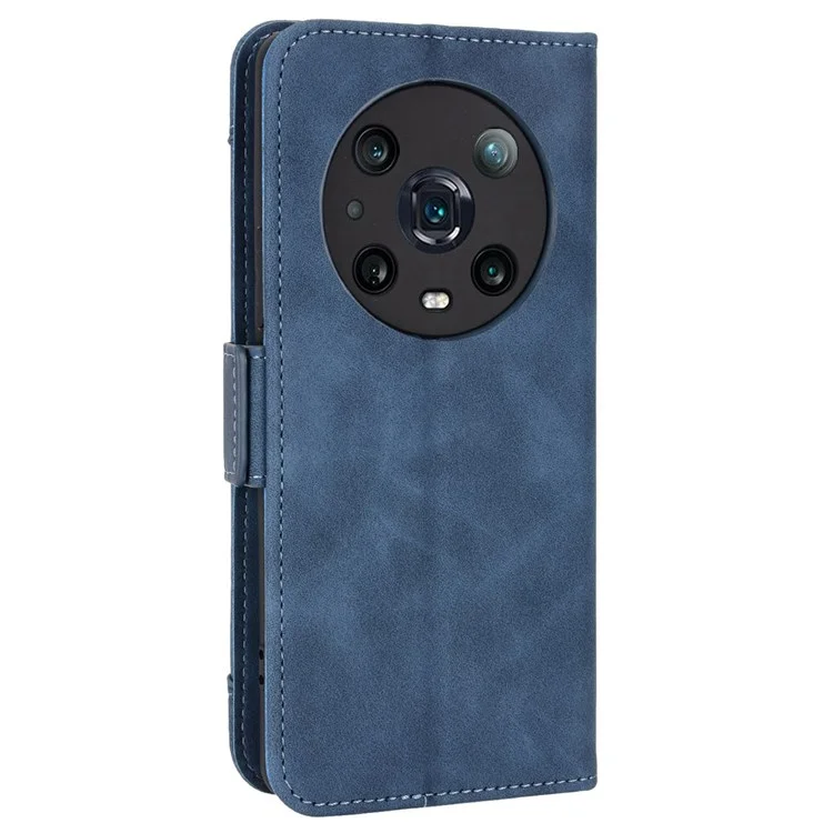 Multifach-Kartenfächer aus PU-Leder für Honor Magic4 Pro 5G, Wallet-Ständer mit doppeltem Magnetverschluss - Blau