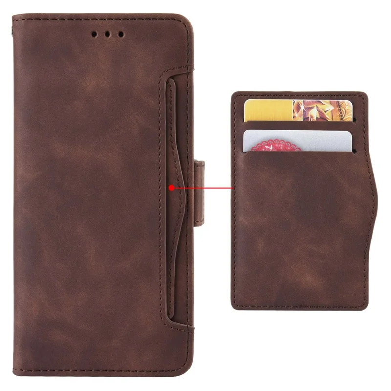 Múltiples Ranuras Para Tarjetas PU Case de Teléfono de Cuero Para Honor Magic4 Pro 5G, Soporte de Billetera Double Magnetic Cuase - Marrón